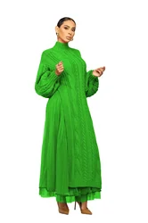Autumn Winter African Dresses for Women Africa Long Sleeve O-neck White Black Red Green Long Maxi Dress Dashiki African Clothing