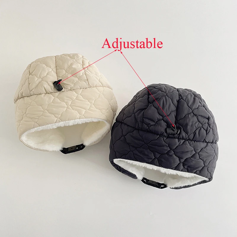 Skiing Baby Winter Hat Earflaps Plush Cotton-padded Children Hats for Girls Boys Adjustable Kids Bonnet Cap Accessories 2-7Y