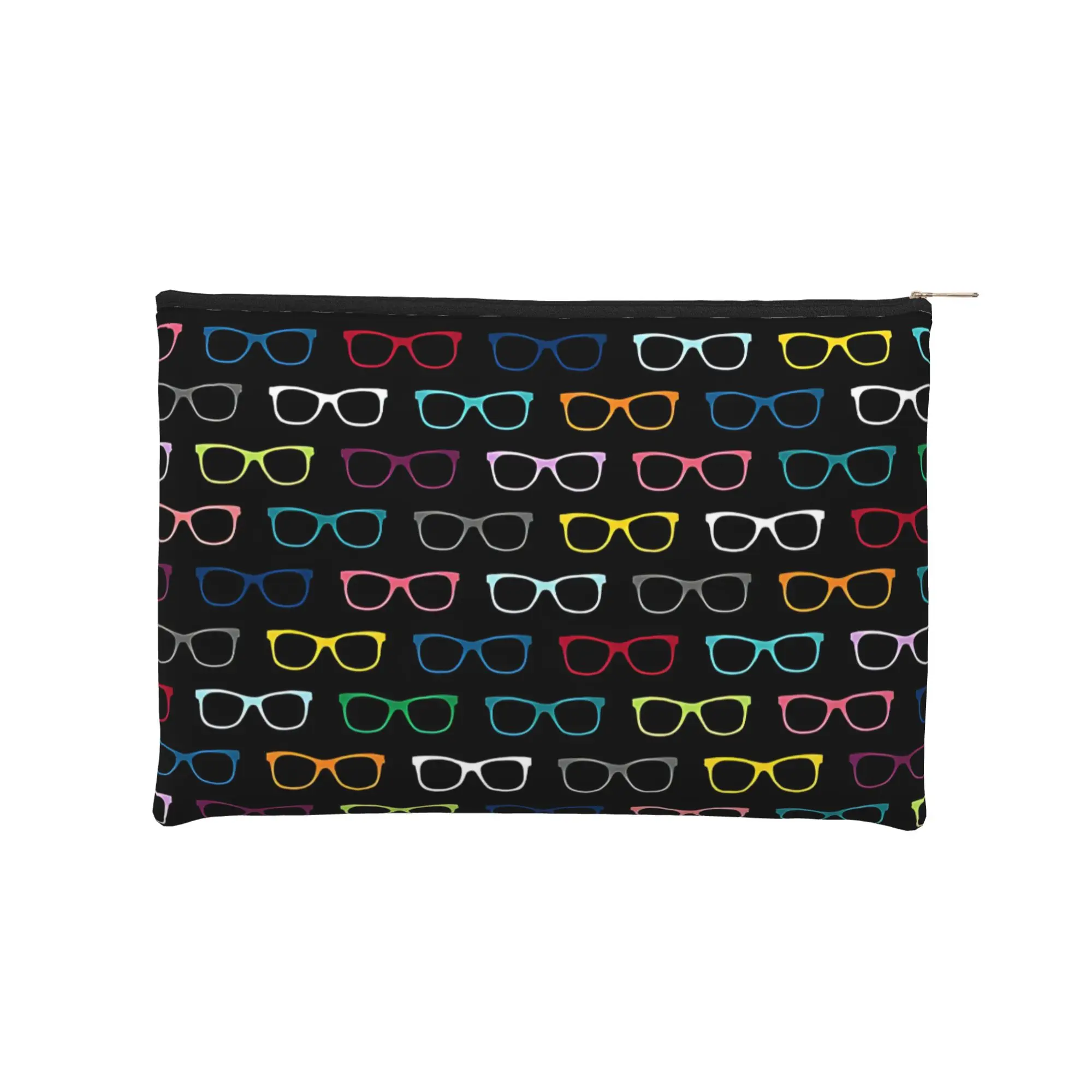 1pc Foldable Colorful Hipster Eyeglasses Makeup Bag  Toiletry Bag with Zipper Travel Cosmetic Pouch Wash Bag Essentials Bag