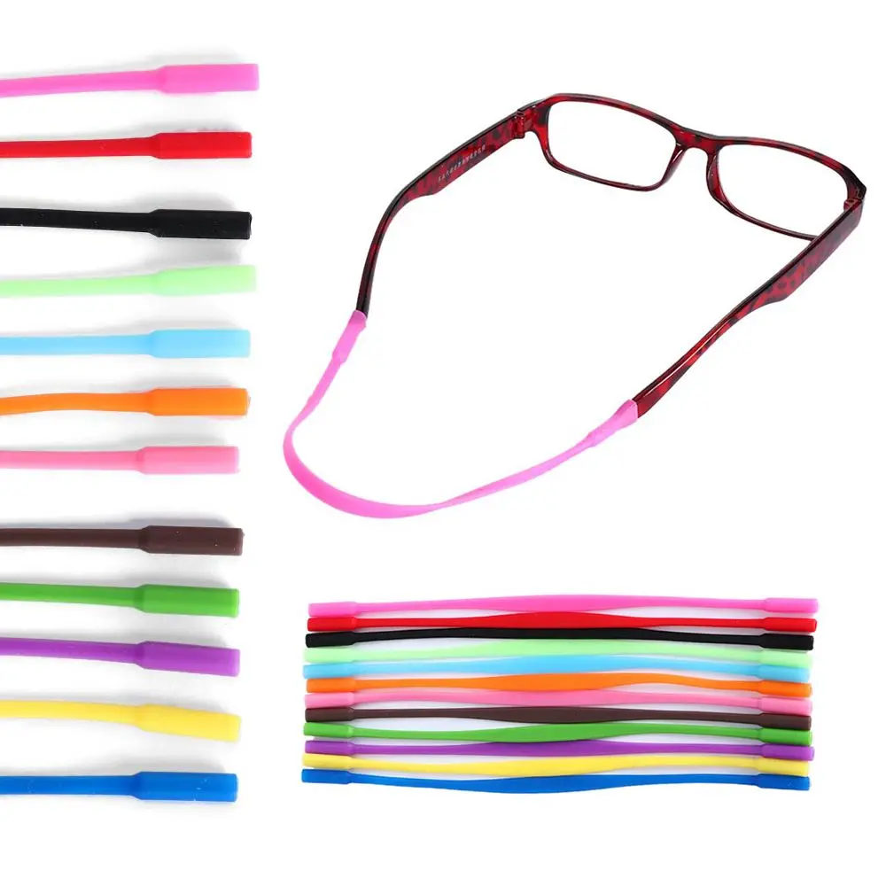 Banda de soporte para gafas de sol, cuerda antideslizante de alta elasticidad, cadena de silicona, 2 piezas, 13 colores