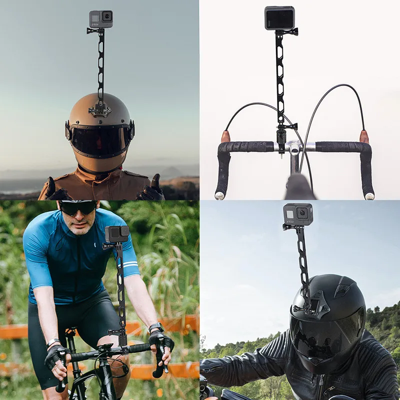 Selfie Helmet Stick Extension Arm Mount Tripod Adapter Aluminum Alloy for GoPro Hero 13 12 11  Insta360 X4 X3 DJI Action Bracket