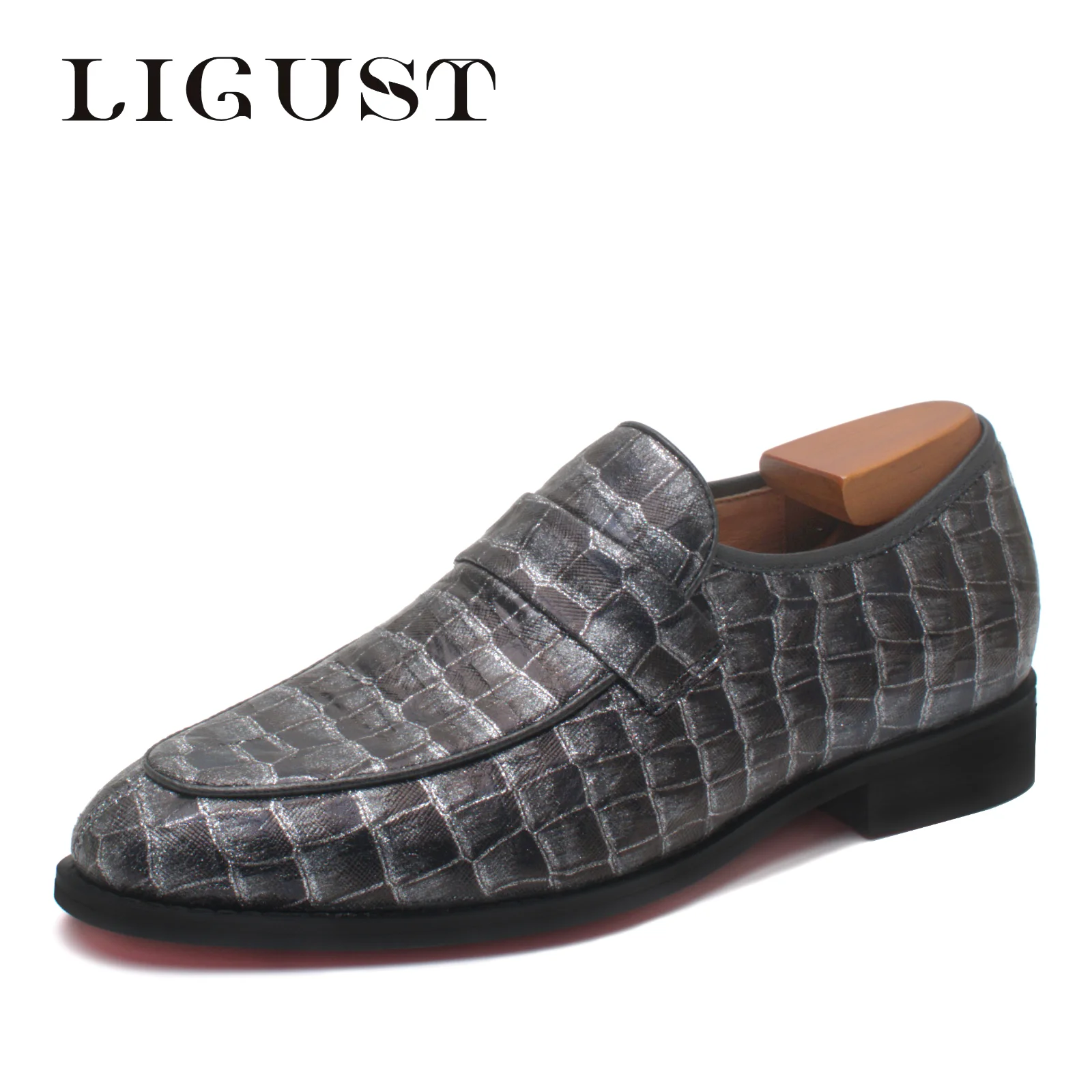 

LIGUST Men Loafers Shoes Black Genuine Leather Casual Mens Dress Shoe Wedding Office Business Comfortable Slip-On Shoes For Men