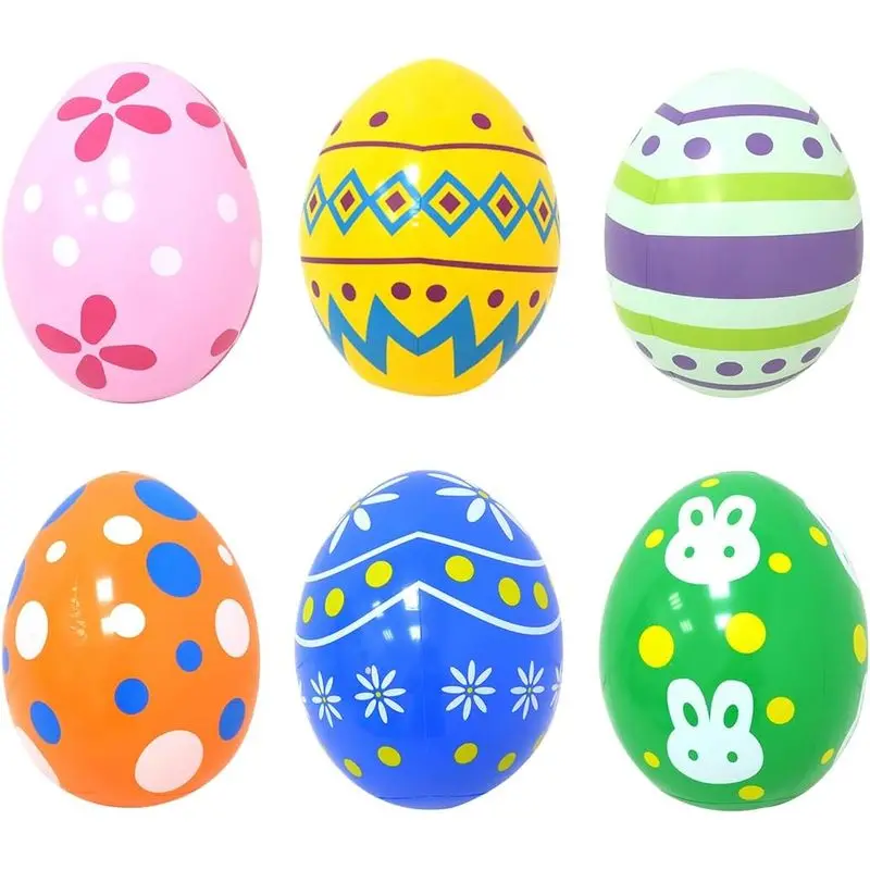 2 Pcs Random Egg Balloons With Random Air Pump For Yard Garden Lawn Easter Egg Hunt Spring Party Bunny Themed Outdoor Decor