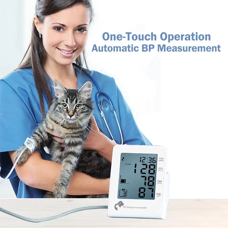 AVICHE P10 Veterinary Electronic Sphygmomanometer Blood Pressure Monitor for Cats and Dogs Reusable with 6 Cuffs for Pets