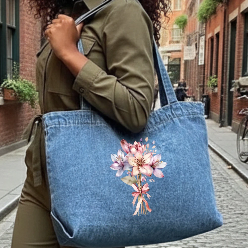 

Джинсовая сумка-тоут, вместительная пляжная сумка для покупок, подарок на день рождения, день матери, летняя дорожная сумка, сумка для повседневного использования, для путешествий