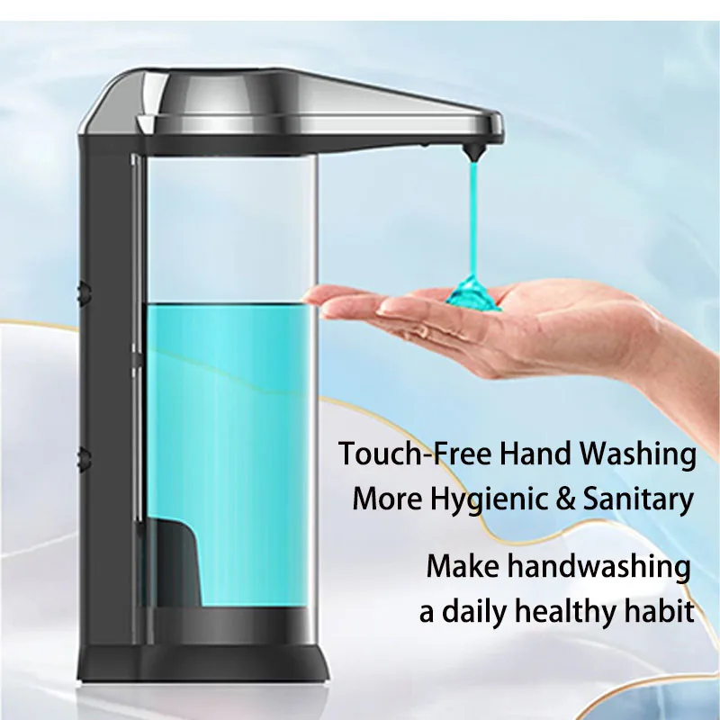 

Automatic Soap Dispenser 500ml Touchless Liquid Dispenser Adjustable Output Countertop or Wall Mounted for Bathroom Kitchen