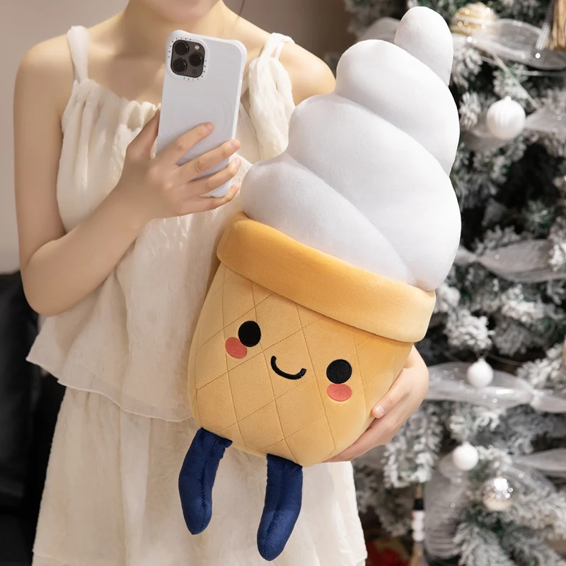 

Creative Summer Ice Cream Throw Pillow Plush Toys Cozy Full Cotton Stuffed Smile Ice Cream Doll Kawaii Home Decor Funny Gift