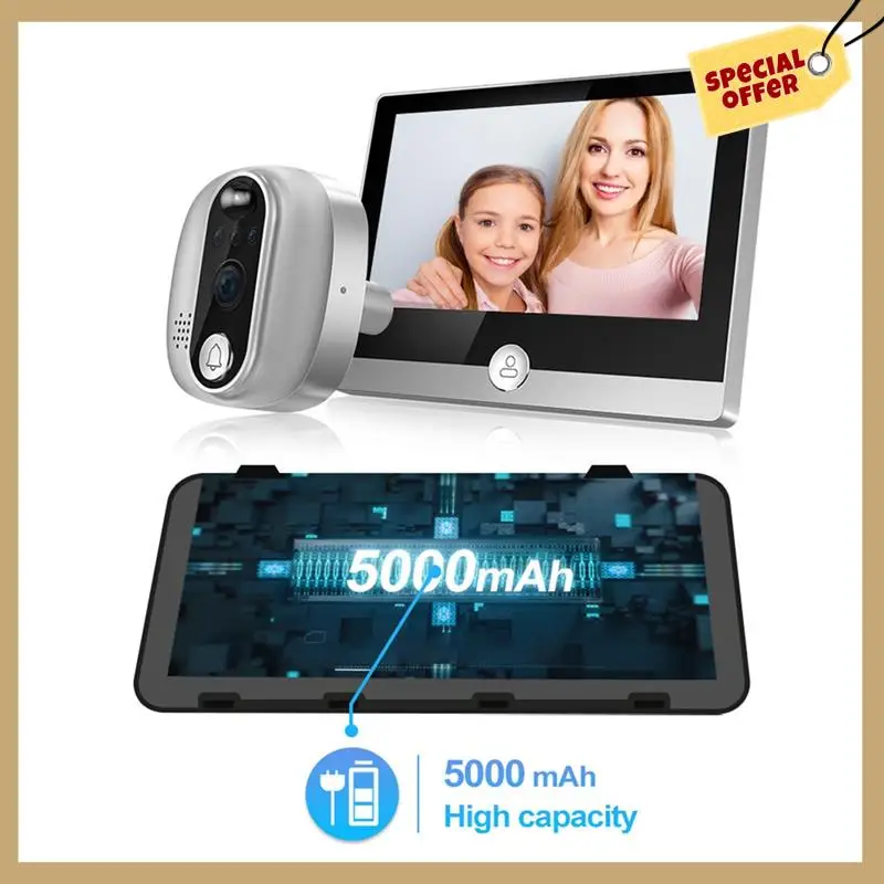 Google Alexa 스마트 라이프 용 Tuya 1080P Wifi 도어 벨 카메라 무선 전자 초인종 PIR 모션 탐지기-WMAN