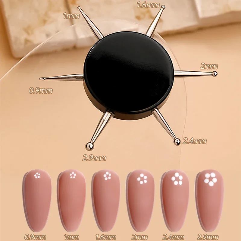 6 In 1 Circular Dotting Tools Professional Nail Art Tip Dot Painting Embossing Tracing Disc Nail Dotting Tool Manicure Supplies