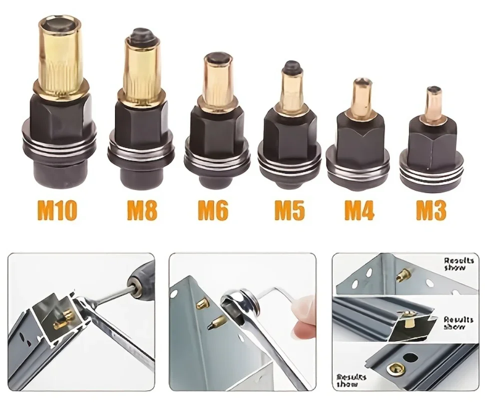 58-Piece 3-in-1 Carbon Steel Riveting Tool Set Manual Rivet Gun Kit M3-M10 Rivet Nuts for Automotive And Handcraft Repair