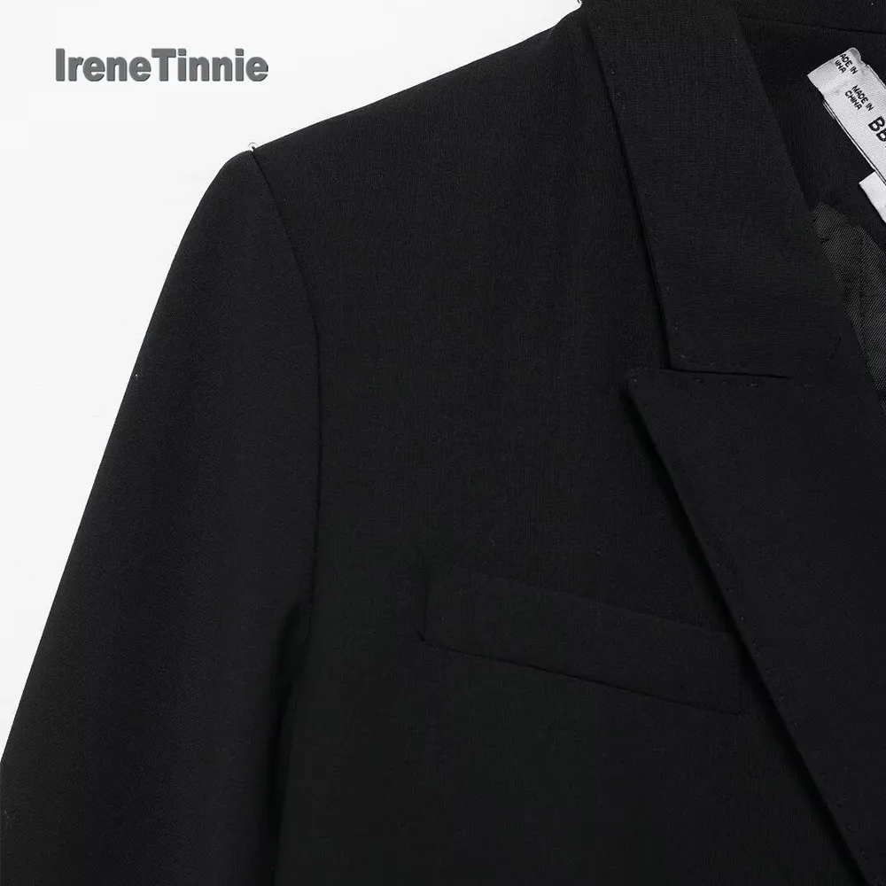 Irene innie-Vintage Chic mujer vestido Blazer asimétrico cuello vuelto chaquetas de manga larga moda 2025 primavera elegante prendas de vestir