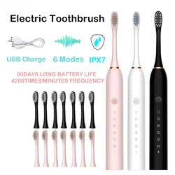 Sonic Electric Toothbrush Smart Timing Tooth Brush Teeth Whitening Fast USB Rechargeable Toothbrush Replacement Head Clean