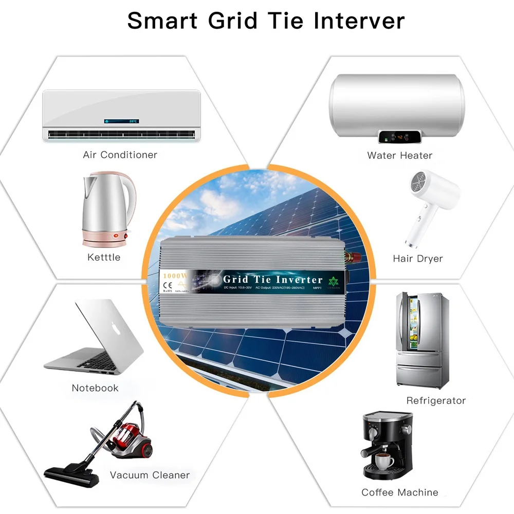 Imagem -04 - Micro Inversor de Grade Solar Mppt 1000w 18v dc para 120v ac Conversor de Onda Senoidal Pura Conecte 500w a 1200w Painel Solar pv Power