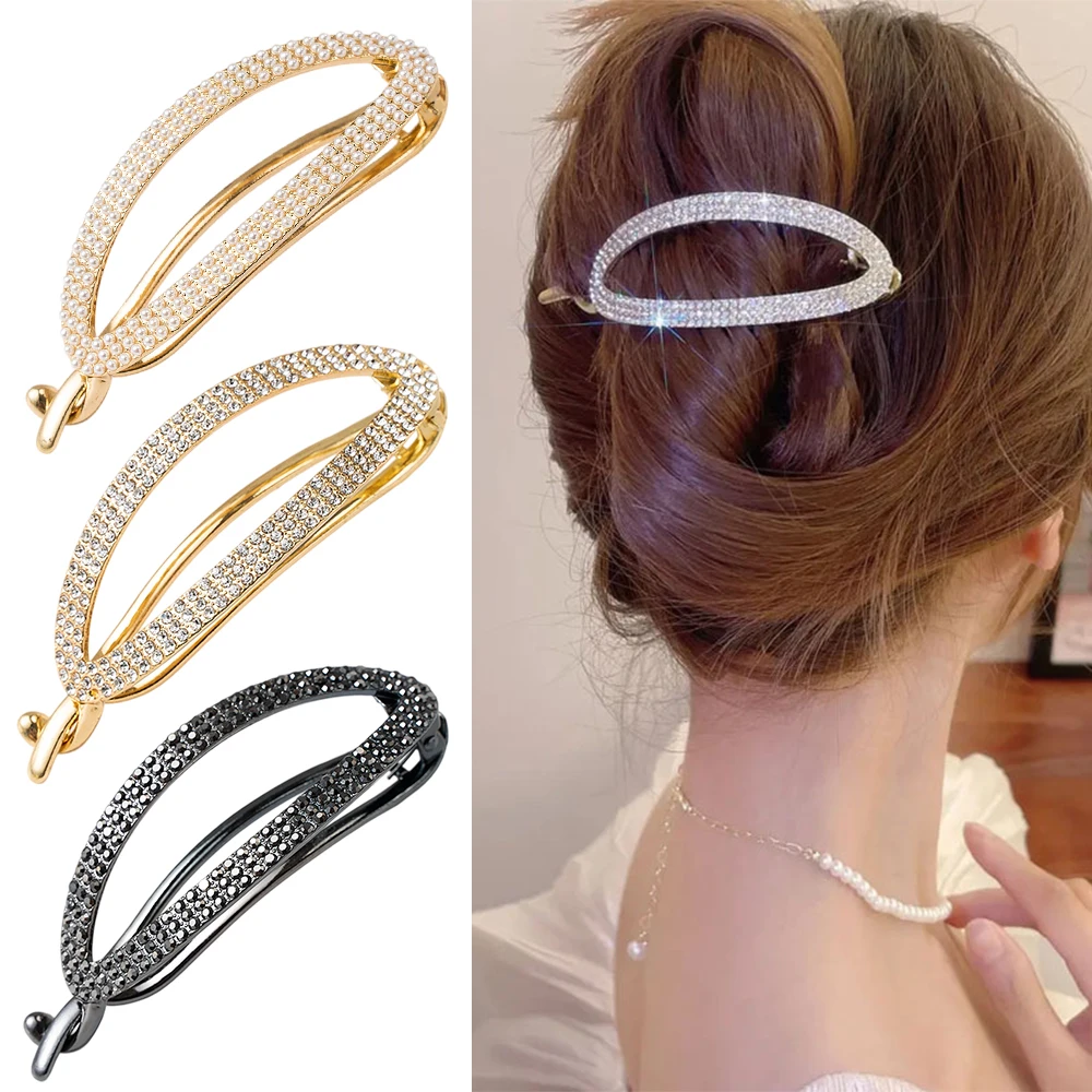 Neue Strass-Perlen-Haarspange in Übergröße, Entenschnabel-Haarklammer, Haarspange mit Scheibe, Metall-Haarklammern, Haarspangen für Damen, Make-up-Kopfschmuck, Haaraccessoires