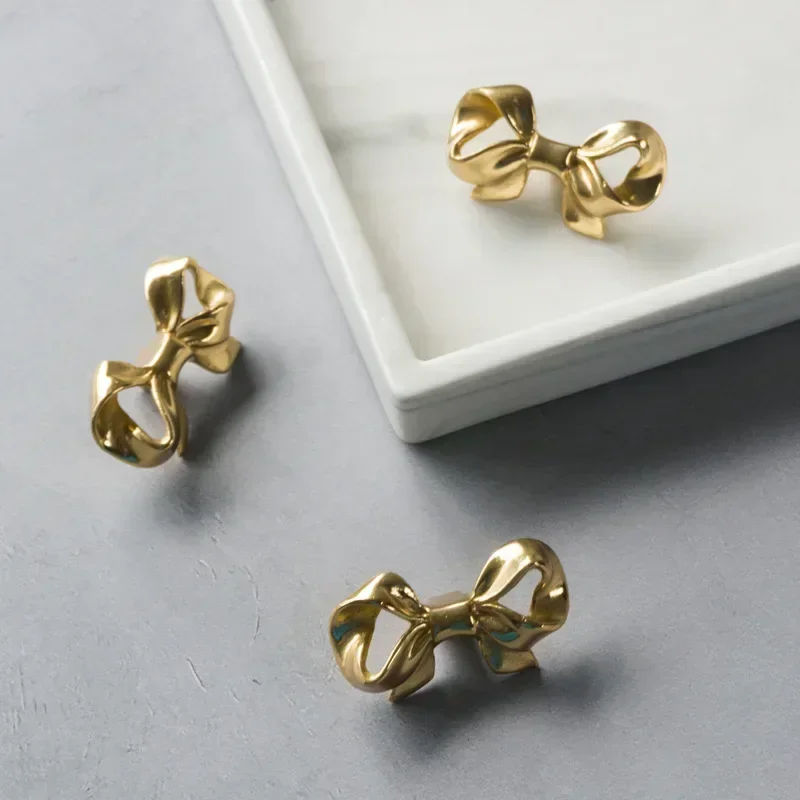 Furniture Handle Pull Home Decor New Brass Bow Tie Handle European Style French Cabinet Wardrobe Door Drawer Knob Handmade Knob