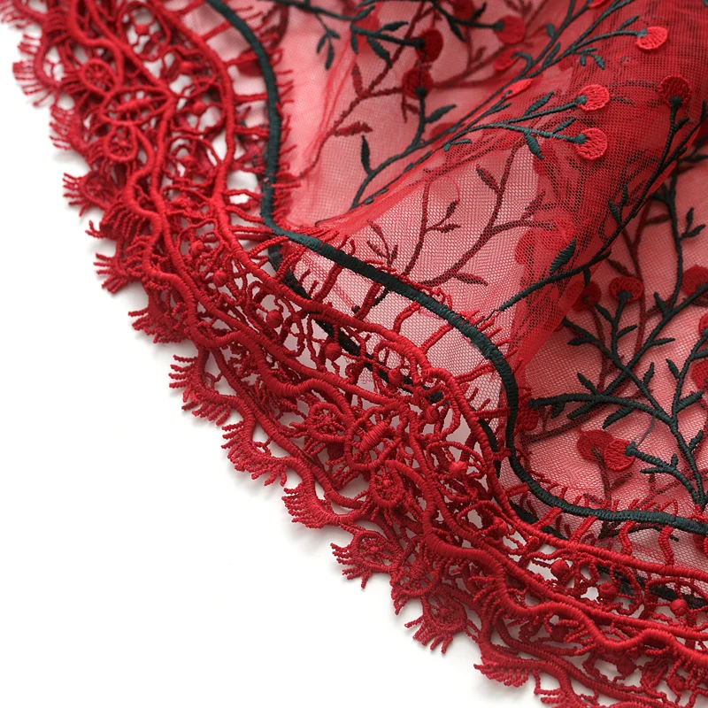 

Red lace mesh tissu Red lace mesh fabric Wedding cheongsam Handmade FABRICS