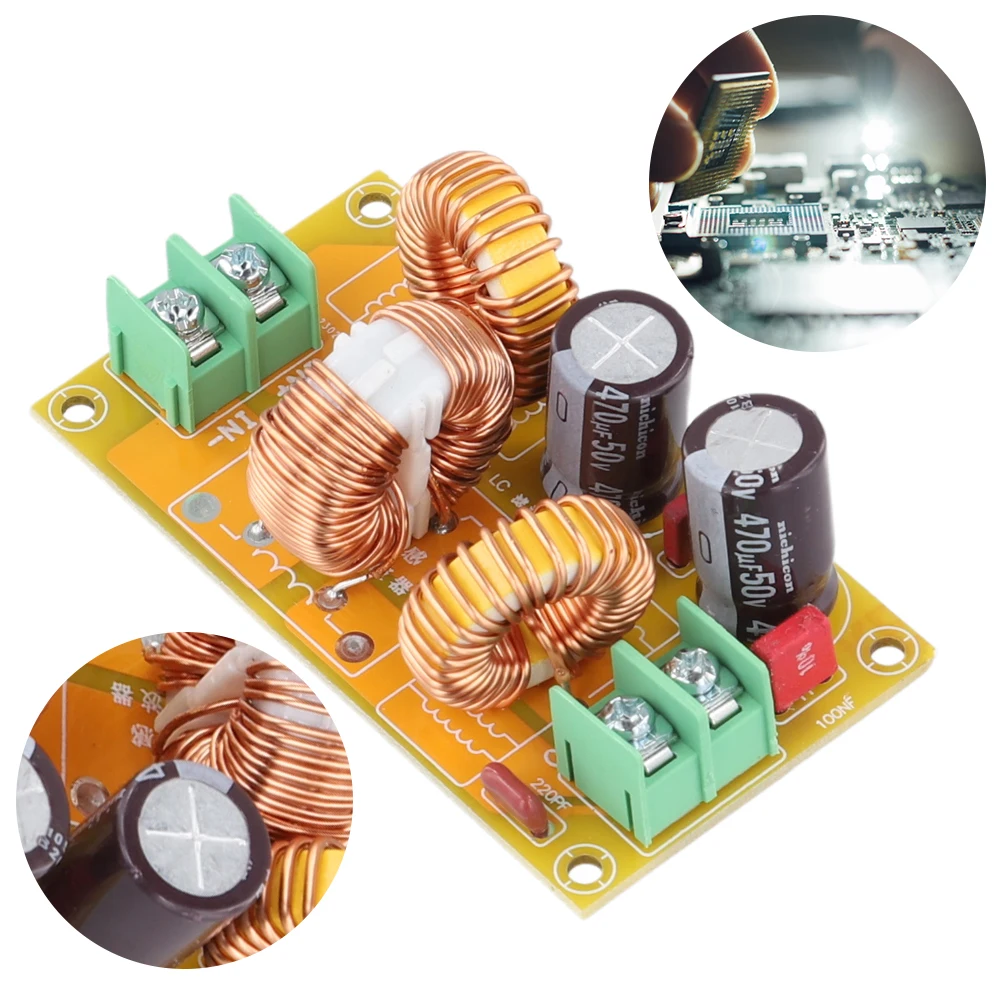 DC LC Filter EMC FCC Electromagnetic Interference Filter DC 12V Car Audio Filtering High Frequency Power Filter
