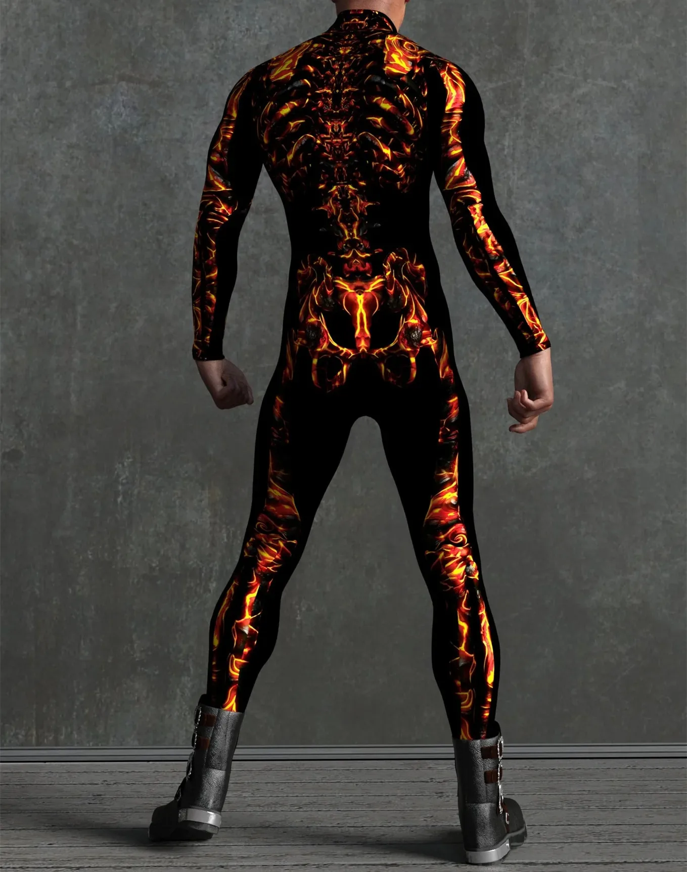 Halloween Skinny Damen Bedruckter Bunter Totenkopf Cosplay Jumpsuit Cyberpunk Zentai Anzug Karnevalsparty Aerial Performance Bodysuits – Detail 24