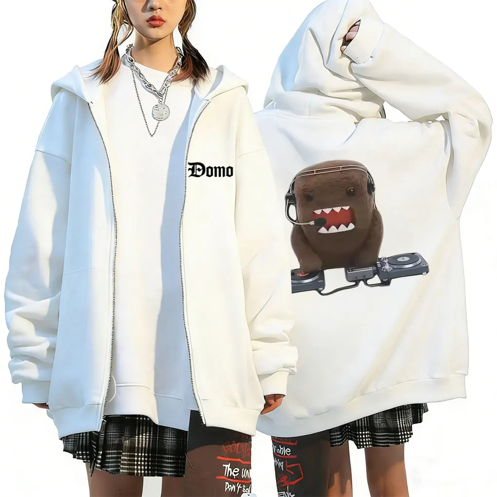 

Dj Domo Kun Funny Meme Zipper Hoodie Men Women Gothic Metal Rock Style Zip Up Jacket Male Fleece Cotton Zip Up Sweatshirt Coat