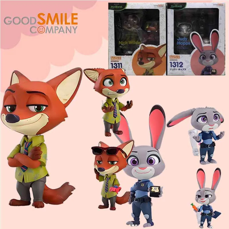 GSC 오리지널 넨도로이드 애니메이션 닉 와일드 주디스 레이버네 홉스 액션 피규어 모델 키트 어린이를위한 장난감 선물