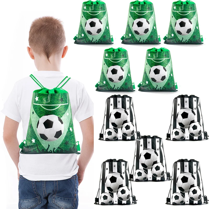 5/10pcs Football Drawstring Bags Football Party Gift Bag Kids Backpack Sport Theme Birthday Party Favors for Guest Football Bag