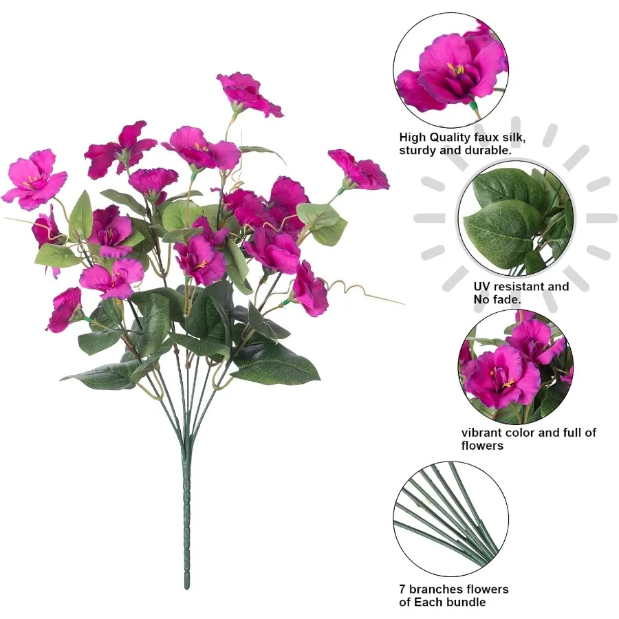 الكركديه الزهور الاصطناعية النباتات للديكور في الهواء الطلق 6 حزم الحرير الكركديه باقة الزهور الاستوائية الاصطناعي واقعية UV