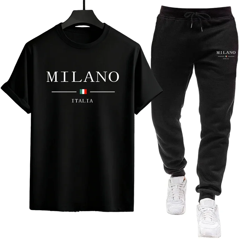 Outdoors Jogging Summer Daily Men's Tracksuit Casual Quality Sports Single Piece Versatile Short-sleeved T-shirt and Sport Pants