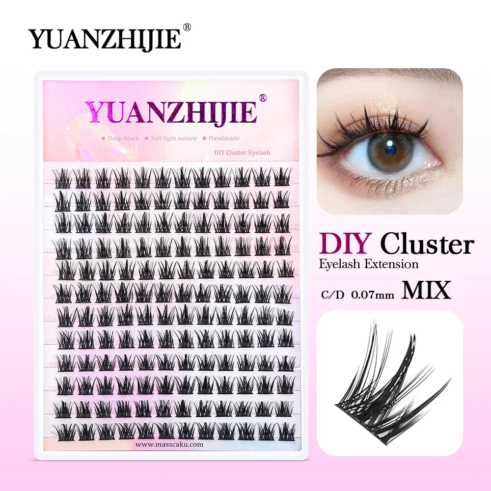 

Customized Private Label 144 Cluster Mixed Tray Individual Segmented Eyelashes C D Curl Soft Natural Eye Lash Extensions at Home