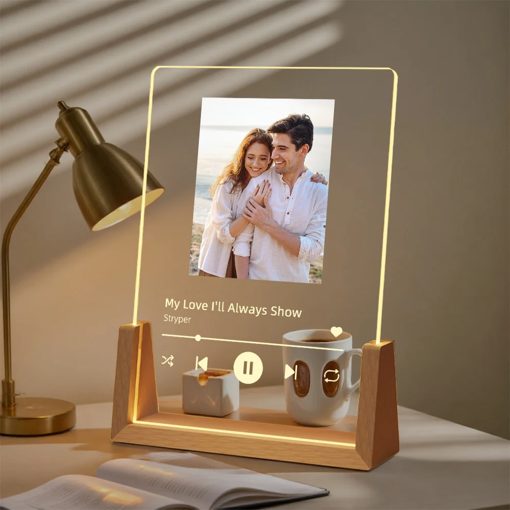 Personalized Photo Music Night Light Custom Portrait Acrylic Lamp with Song Romantic Anniversary Wedding Couples Birthday Gift image 2