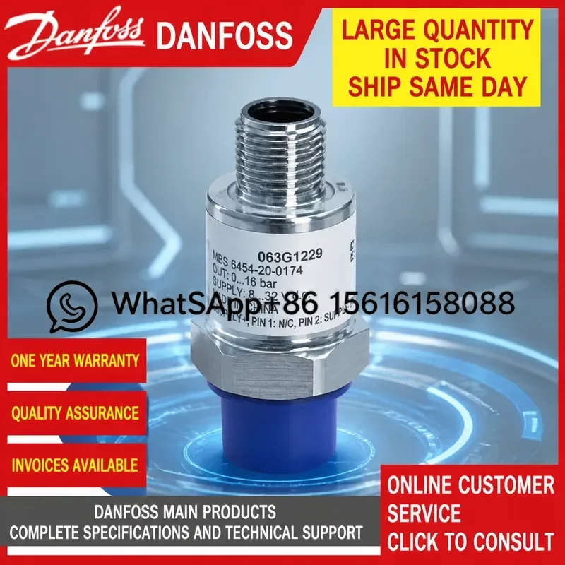 Danfoss MBS1250 Pressure Transmitter 063G1304 1308 1542 1702 1703 1875 1972 Industrial Sensor High Accuracy Reliable