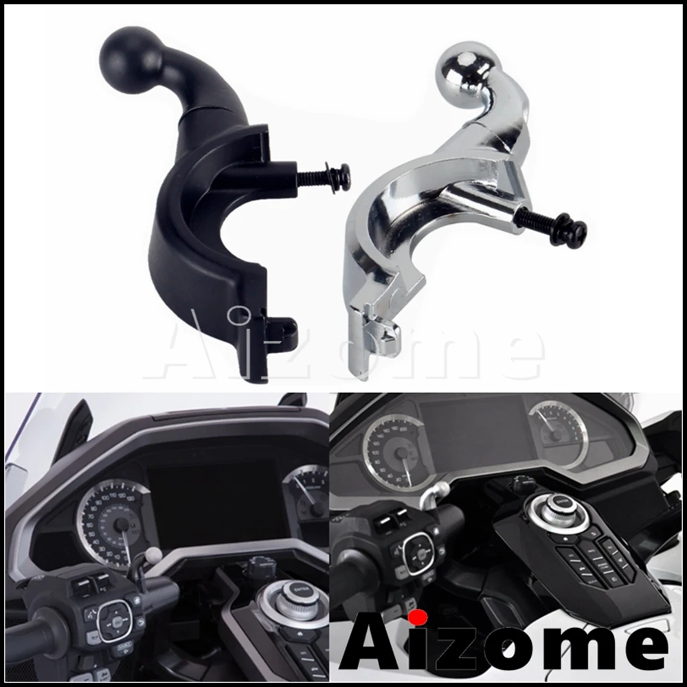 Black/Chrome Motorcycle Left Handlebar Mount Accessory Holder Bracket For Honda Goldwing GL 1800 Gold Wing Tour DCT Airbag 18-21