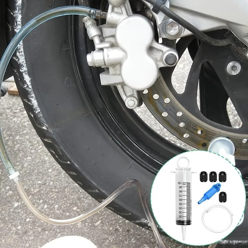 9-teiliges Auto- und Motorrad-Entlüftungsset für hydraulische Scheibenbremsen und Kupplungen, 100ml Multifunktionale Bremsflüssigkeits-Extraktions- und Befüllungsspritze mit Schlauchadapter Reparaturset – Detail 9