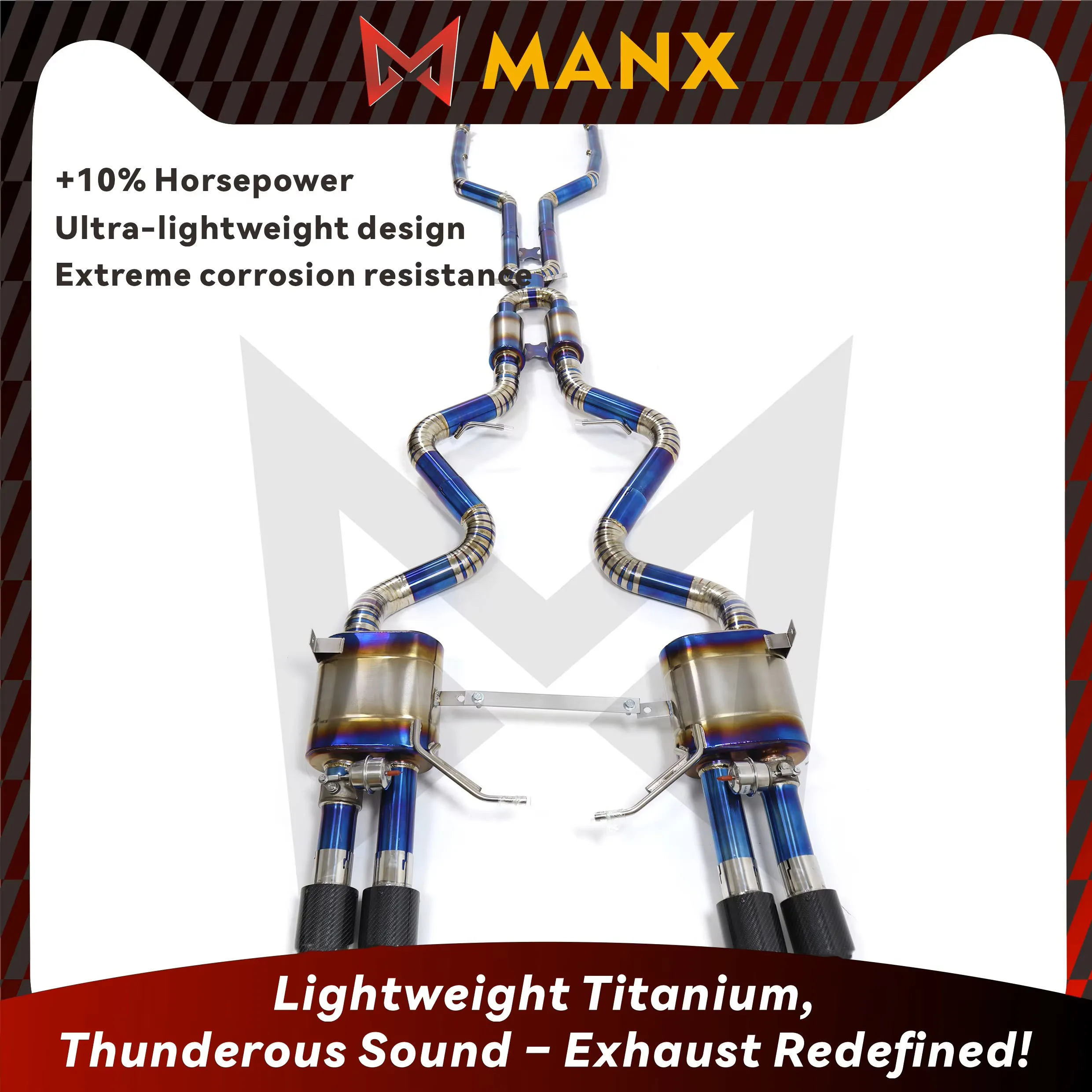 

MANX Ti/SS304 Catback для BMW E92 M3 Focus на трубе, чистый громкий звук, автомобильный выпускной вакуумный клапан, наконечники глушителя