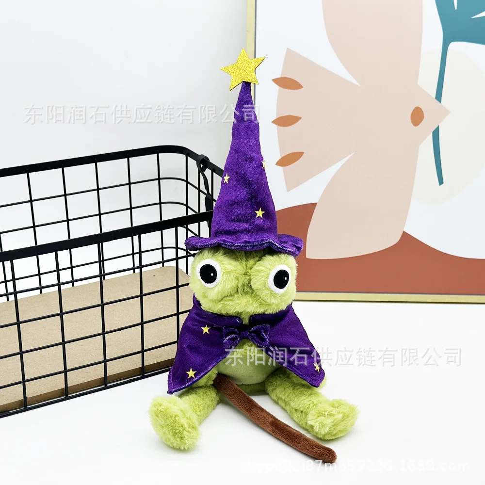 Generic Halloween Wizard Frog Plush Doll Witches Hat Cape Pumpkin Stuffed Animal Home Party Desktop Decoration Ornament Gift