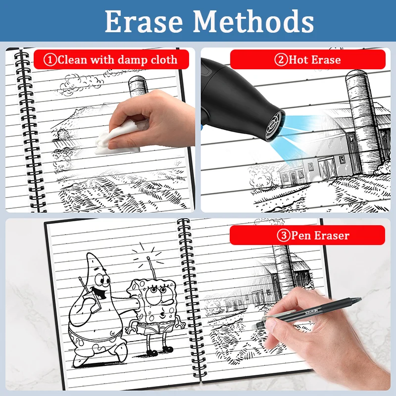 Imagem -04 - Caderno Apagável Inteligente Espiral à Prova Dágua Reutilizável Bloco de Notas Bloco de Notas de Armazenamento em Nuvem Capa Dura Estudante Desenho Esboço com Apagável Caneta Material de Escritório de Escola a5