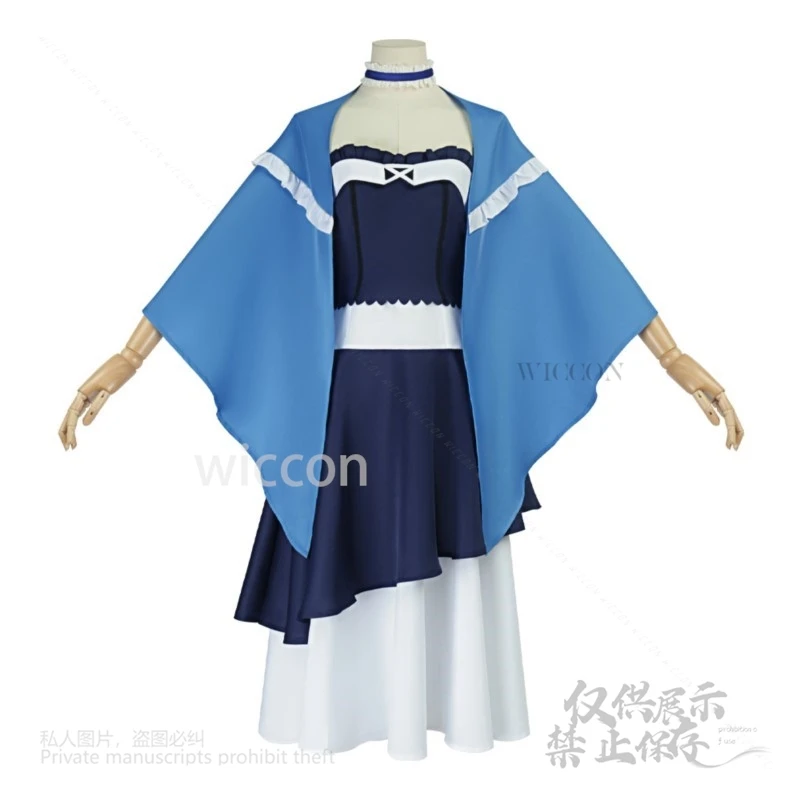 أزياء كوشيما كامومي التأثيرية بجيوب صيفية ملابس كاواي اليومية فستان أزرق بدلة الحفلات مجموعة كاملة من باروكات الهالوين النسائية