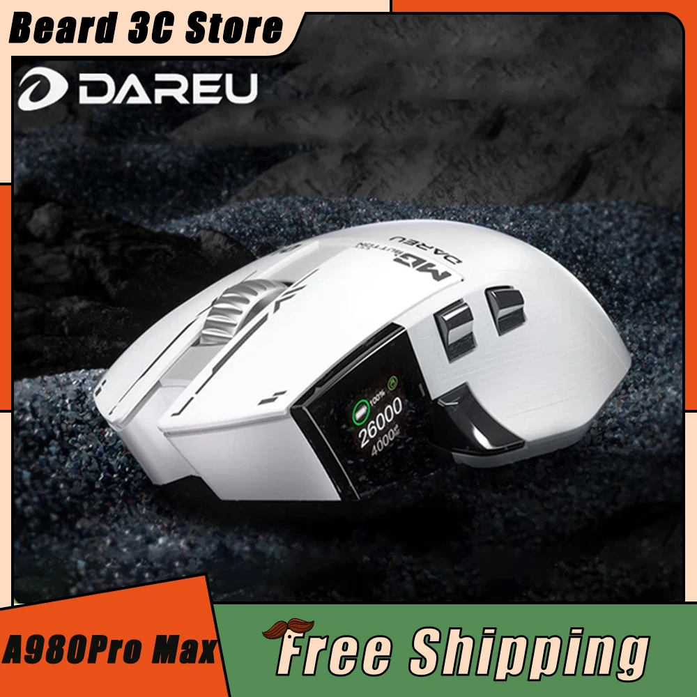 

Dareu A980Pro Max Wireless Mouse Nearlink TFT Screen Three Modes Low Latency PAW3395 Sensor Gaming Mouse Magnesium Alloy key Mac