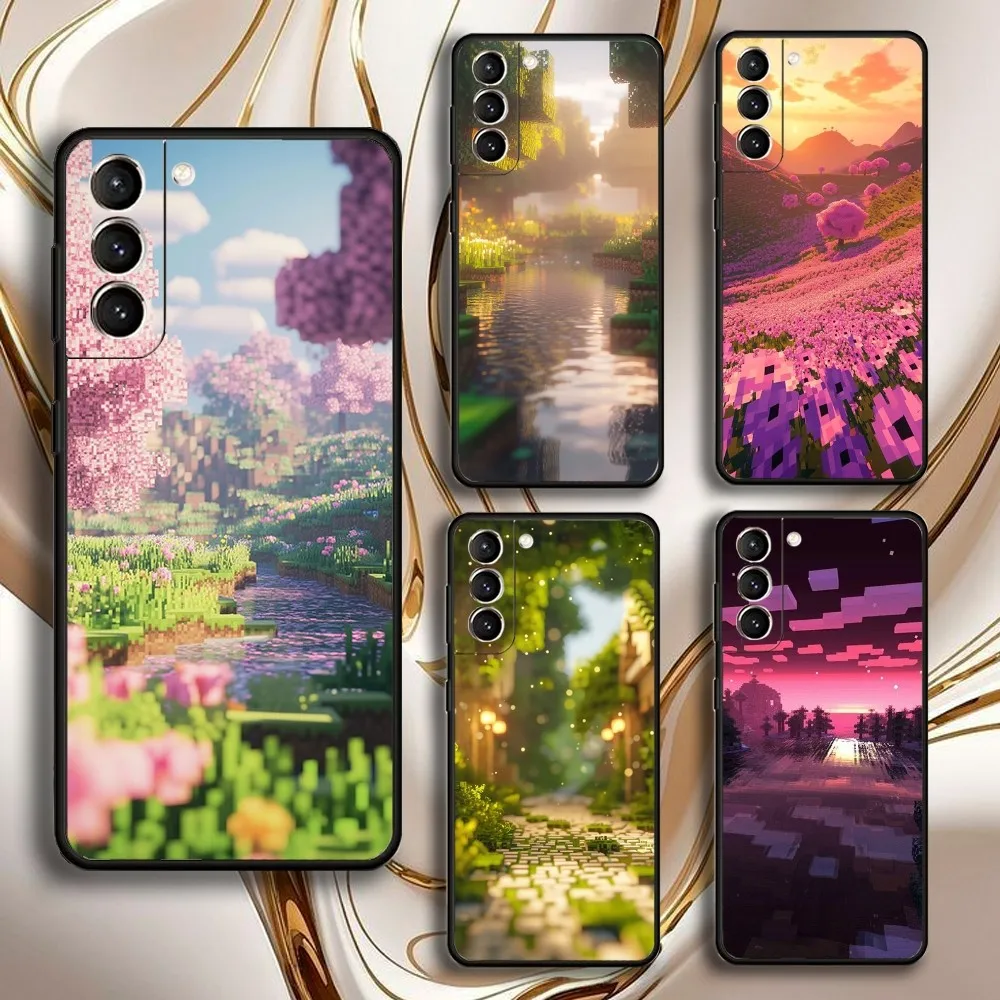 Чехол для телефона с пейзажем MC для Samsung GalaxyA13,21s,22,31,32,52,53,71,72,73,мягкий черный корпус