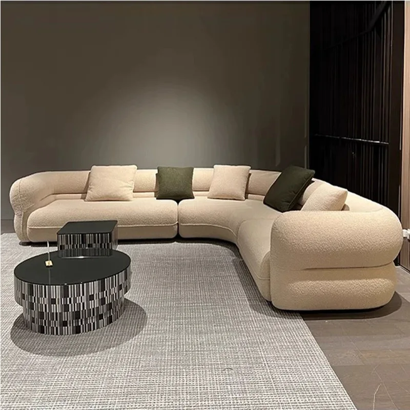 Bobo ball curved lamb wool living room model room fabric sofa