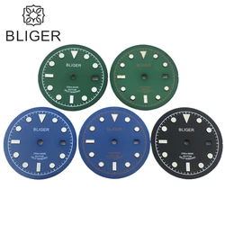 BLIGER 33mm Watch Dial Green Luminous Black Blue Color For NH35 MIYOTA8205 MINGZHU2813 Repair Tools Kits Date Window