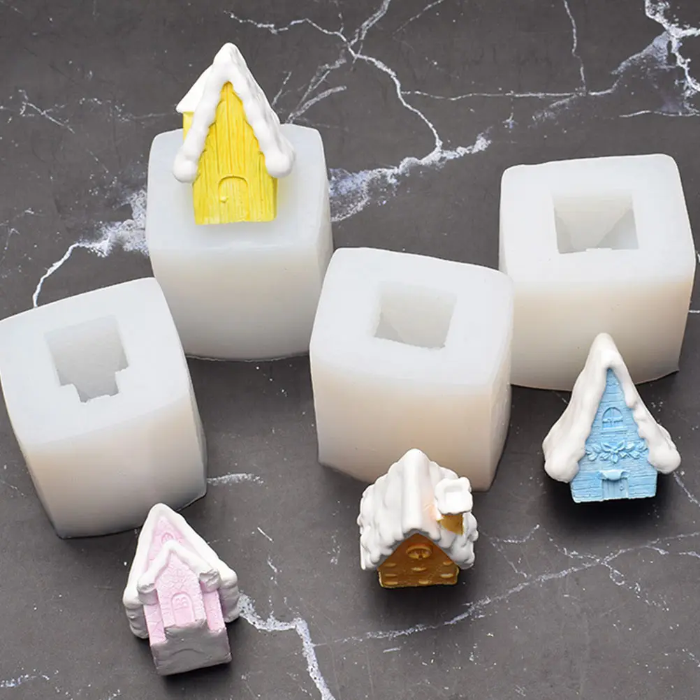 

4 pcs Making Silicone Mold Christmas Ornament Snow House Craft Mould Epoxy Diy Tool Creative Decoration Diy Mold