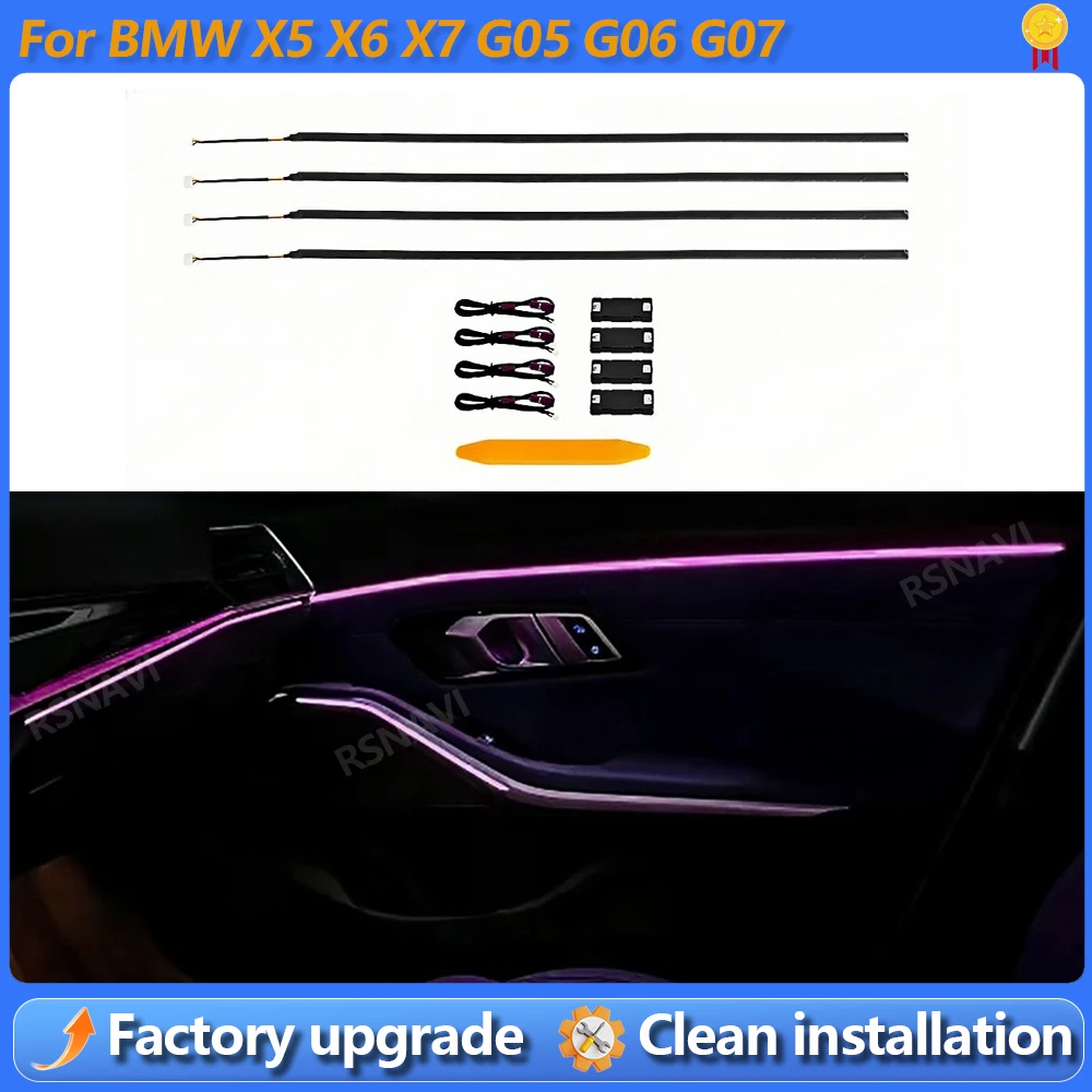 

Оригинальные декоративные полосы для внутренней отделки дверей автомобиля с подсветкой, 11 цветов, для BMW X5 X6 X7 G05 G06 G07, декоративная лампа.