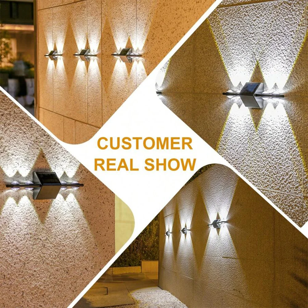 Applique Murale Solaire à 8LED, Imperméable, Haut et Bas, 62 Lumières, pour la Maison, le Jardin, la Marche, Décoration d'Extérieur