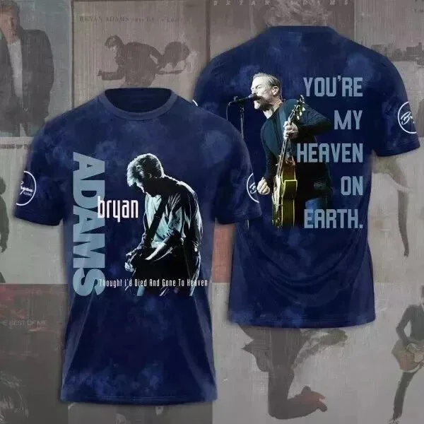 Classic Bryan Adams Rock Band T-Shirts 3D Print Unisex Streetwear Summer Men Women Hip-Hop Short Sleeve Tees Oversized Y2k Tops