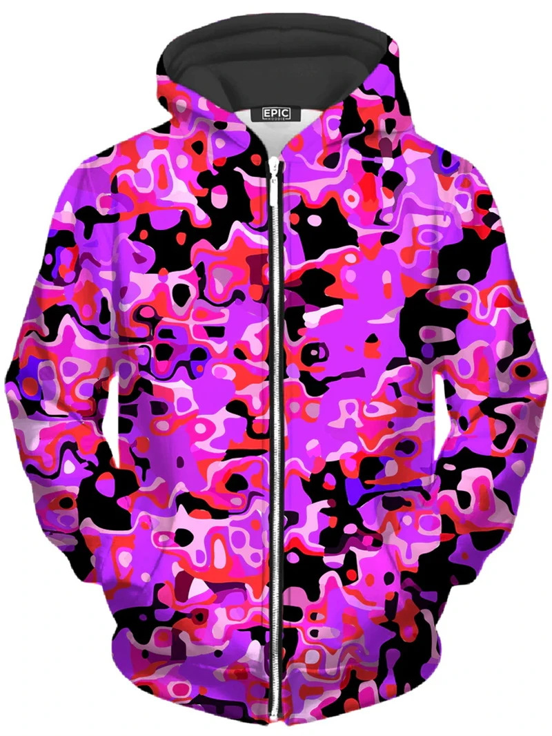 Kolorowa bluza z kapturem z grafiką Tie-dye Mężczyźni Pop Bluzy z nadrukiem 3D Męski płaszcz codzienny Y2K Plus Size Płaszcz sportowy z zamkiem błyskawicznym — zdjęcie 5