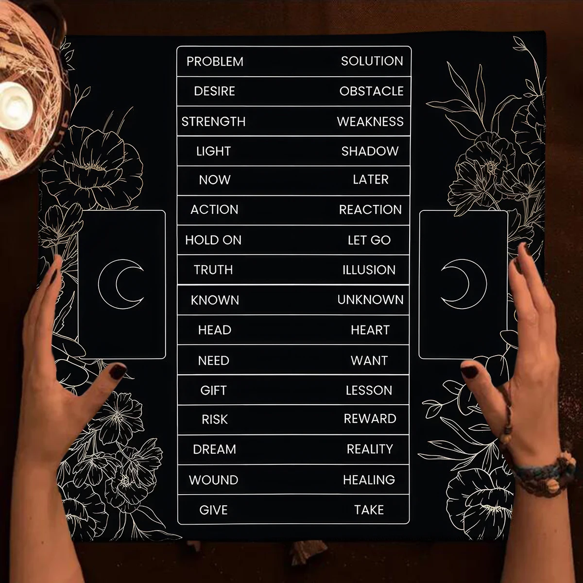 Card Tarot Tablecloth Tarot Reading Moon Floral Tarot Spread Cloth Tarot Reading Menu Mat Beginner Professional Divination Tool