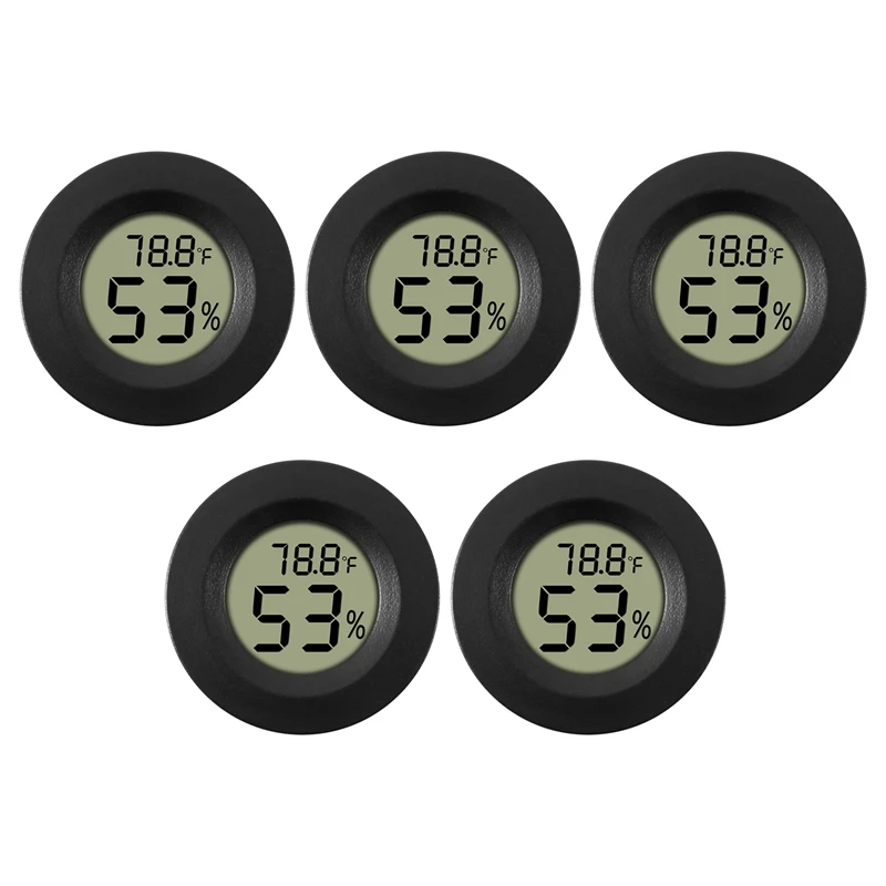 5-Pack Hygrometer Thermometer Digital LCD Monitor Humidity Meter Gauge For Humidifiers Dehumidifiers Gre