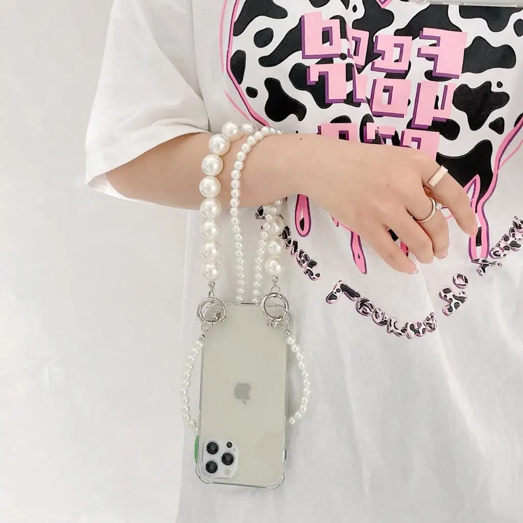 10 Crossbody Lanyard Necklace Pearl Bracelets chain Phone case for iphone 12 Pro Max mini 11 13 Pro max XR X XS 6 7 8 plus Cases