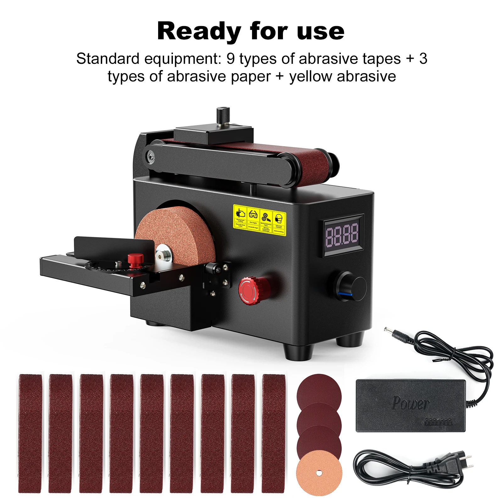 Two Trees Sander, 0-90° Adjustable Belt Sander with Digital Speed Control, Sanding Polishing Deburring Tool for Wood Metal M1