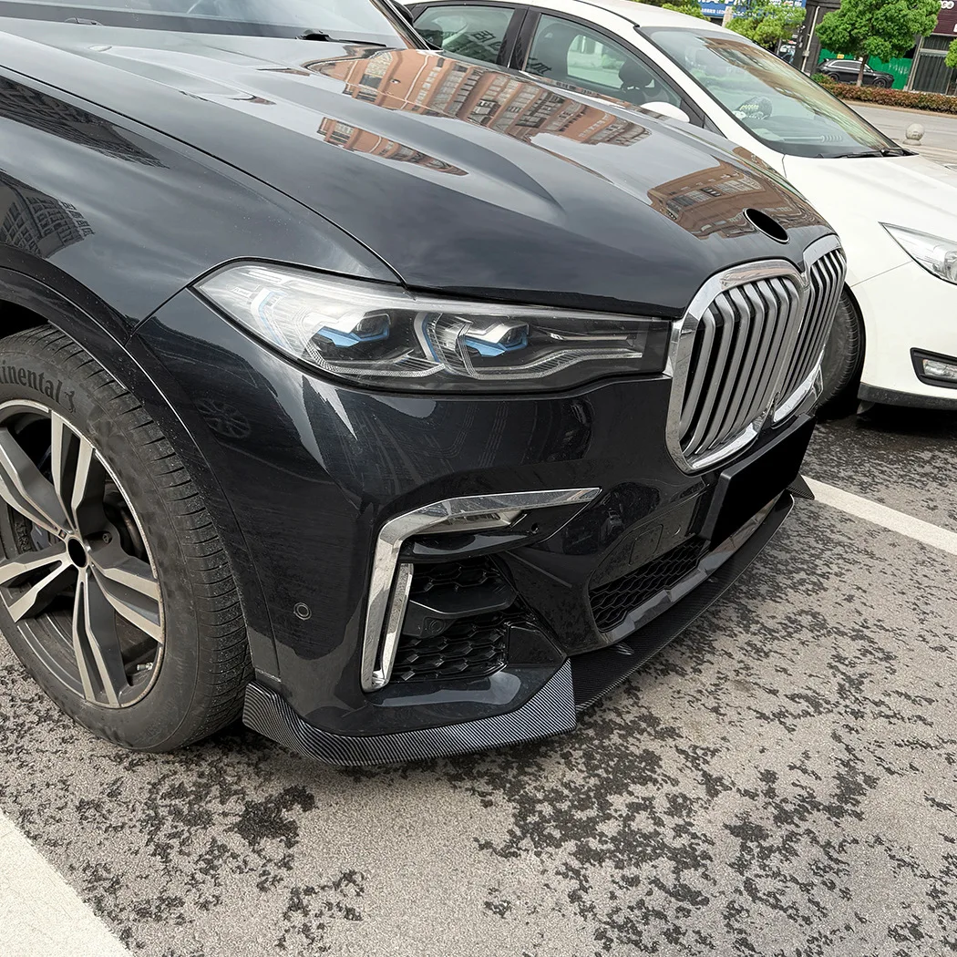 For BMW X7 G07 M Sport 2019-2022 Car Front Bumper Lip Chin Spoiler Splitter Black Carbon Body Kit Protection Guard Accessories